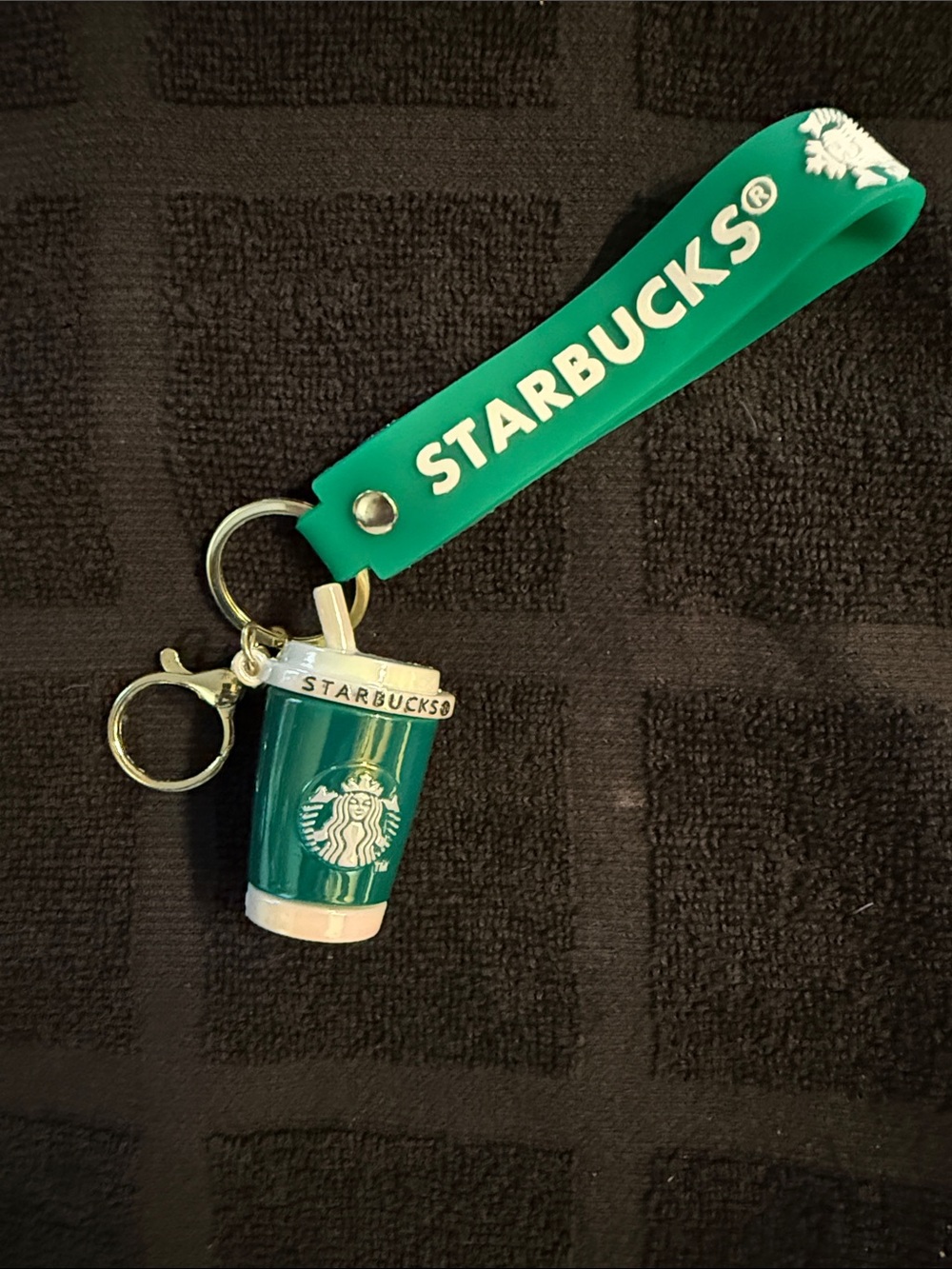 Starbucks Green Cup Keyring with Green Silicone Strap